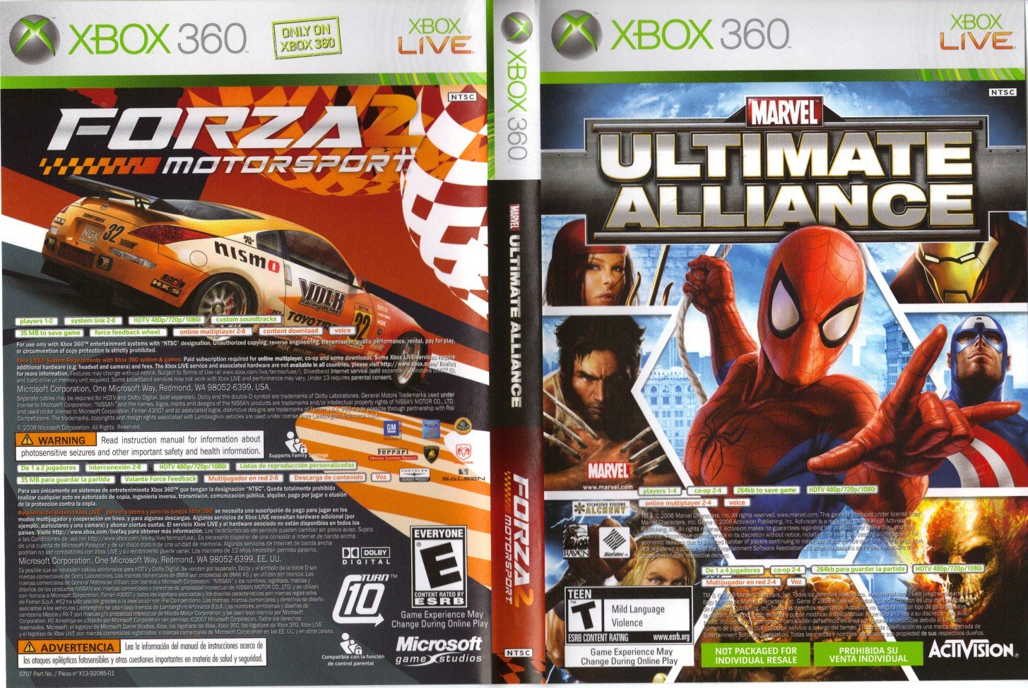 Marvel Ultimate Alliance / Forza 2 Combo Pack Фото