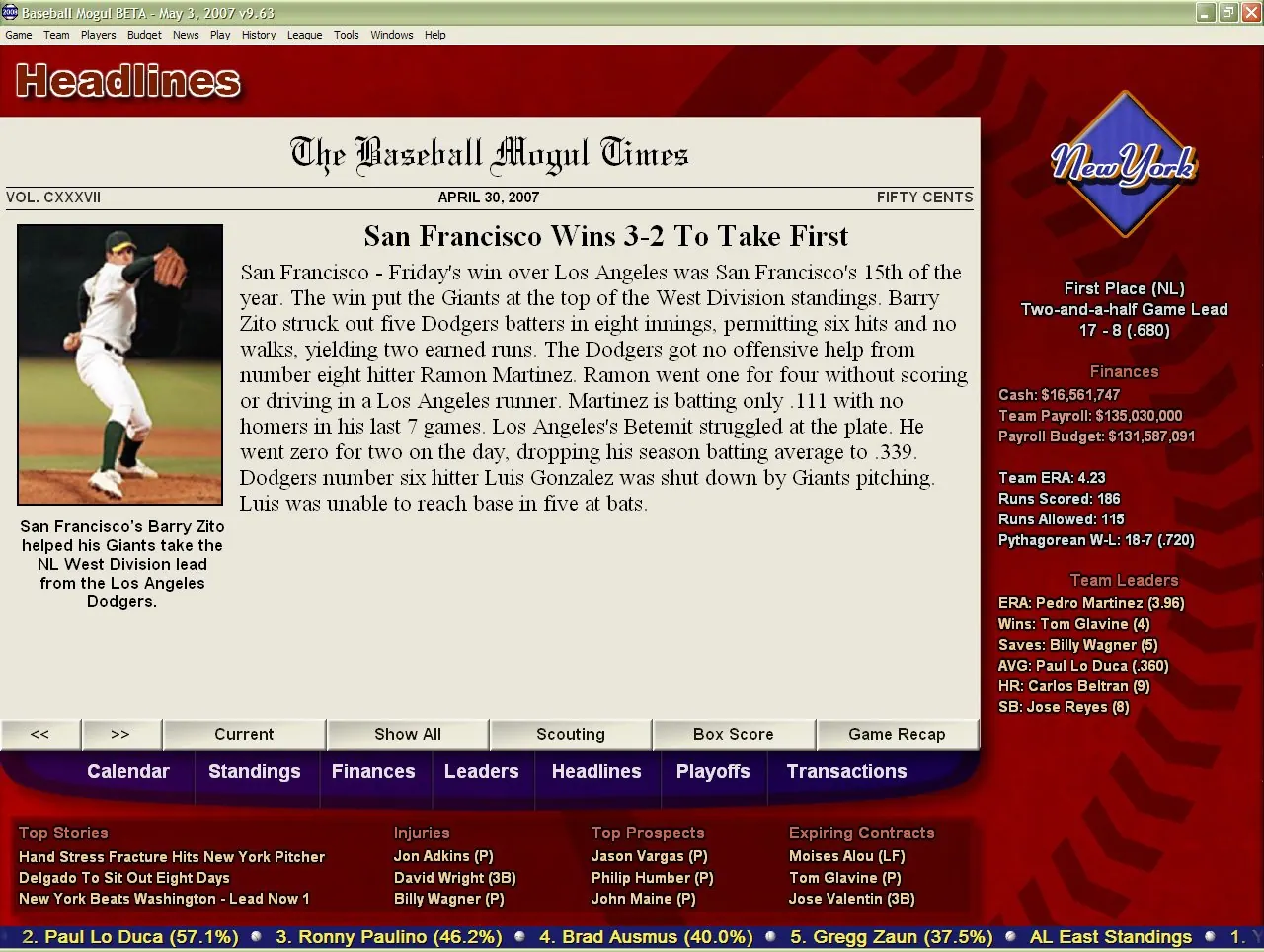 Скриншот 3 игры Baseball Mogul 2008